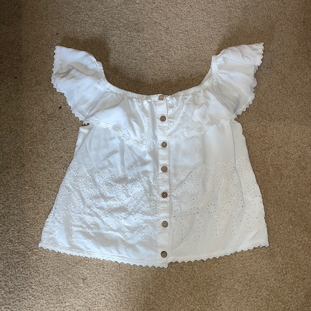 Off the shoulder embroidered top